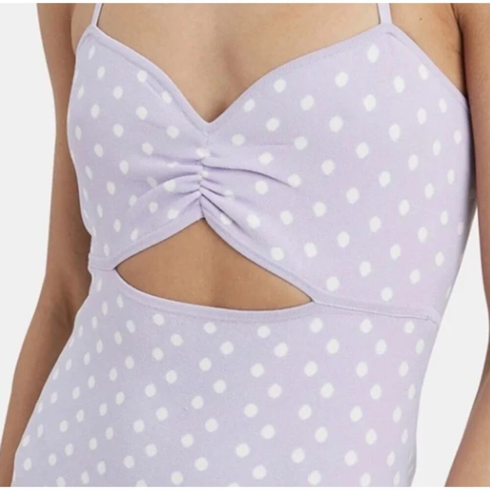 NWT Ronny Kobo Shila Polka Dot Cutout Mini Dress‎ in Lavender - Picture 3 of 10